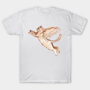 Winged, Flying Cat (Cattawampus) T-Shirt